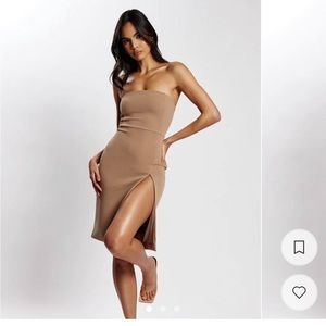 Meshki taupe strapless dress